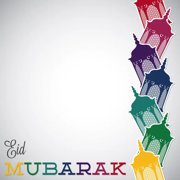 Linterna "Eid Mubarak" (Bendito Eid) tarjeta en formato vectorial . — Archivo Imágenes Vectoriales