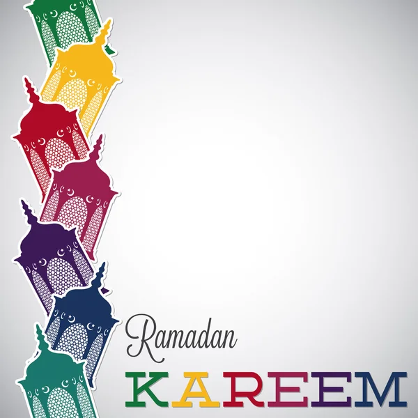 Lanterna "Ramadan Kareem" (Ramadã generoso) cartão em forma de vetor — Vetor de Stock