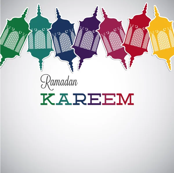 Lantern "Ramadan Kareem" (Generous Ramadan) card in vector forma — Stock Vector