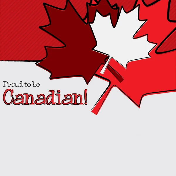 Hoja de arce dibujada a mano Canada Day card en formato vectorial . — Vector de stock