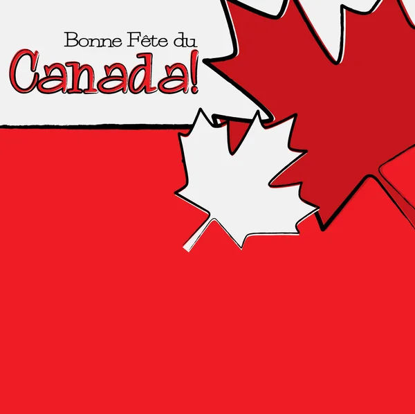 Elle çizilmiş akçaağaç yaprağı Kanada günü kartı Vektör formatında. — Stok Vektör