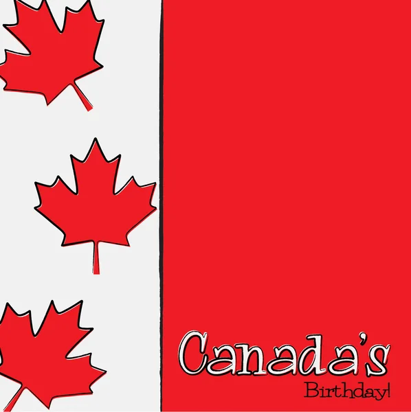 Feuille d'érable dessinée à la main Carte de la fête du Canada en format vectoriel . — Image vectorielle