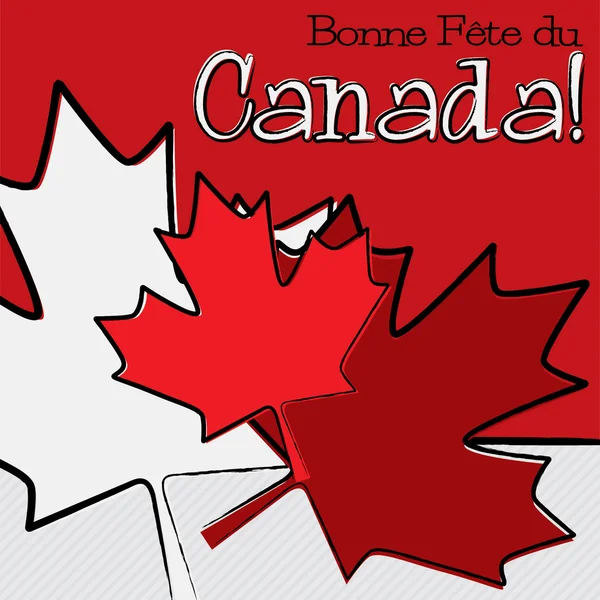 Hoja de arce dibujada a mano Canada Day card en formato vectorial . — Archivo Imágenes Vectoriales