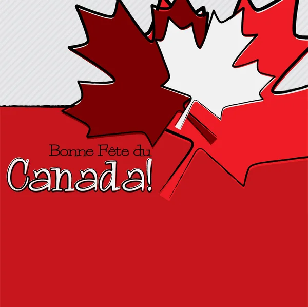 Hand drawn maple leaf Canada Day card in vector format. — Stock Vector