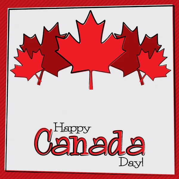 Hoja de arce dibujada a mano Canada Day card en formato vectorial . — Vector de stock