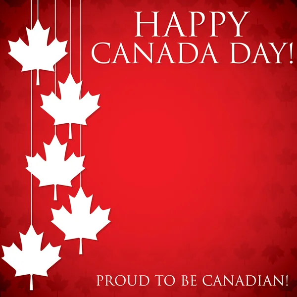 Feuille d'érable suspendue Carte de la fête du Canada en format vectoriel . — Image vectorielle