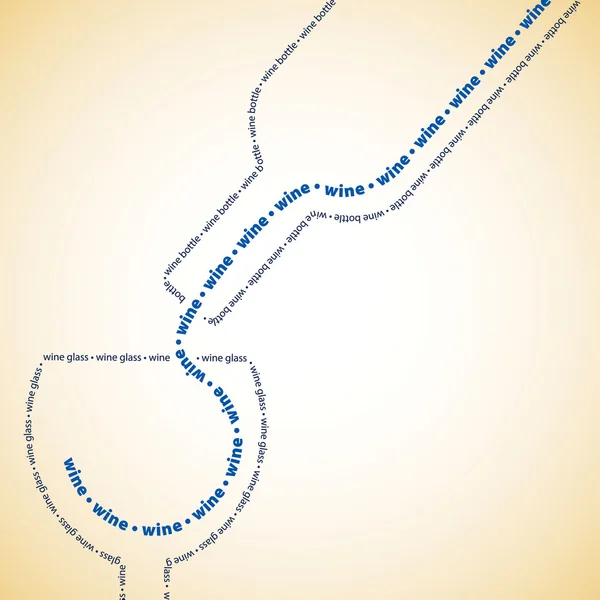 Bouteille de vin et verre à base de mots — Image vectorielle