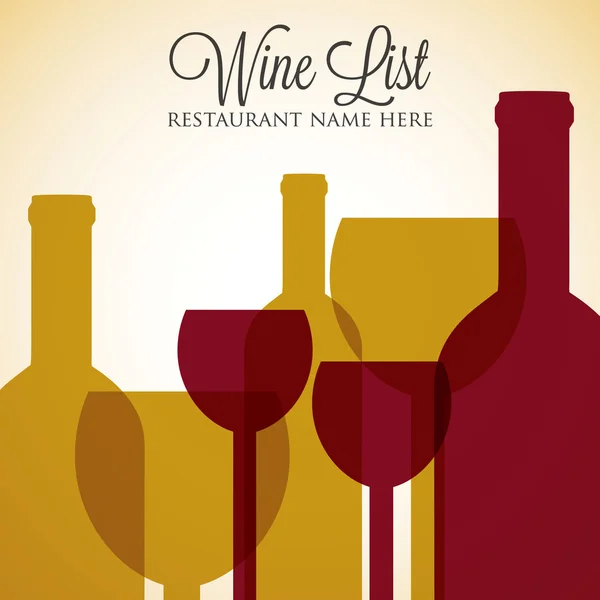 Rode en witte wijn lijst menu dekking — Stockvector