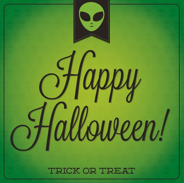 Alien retro typographic Halloween card — Stock Vector