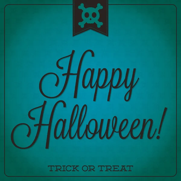 Calavera y huesos cruzados retro tipográfica tarjeta de Halloween — Vector de stock