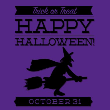 Witch typographic Halloween card clipart