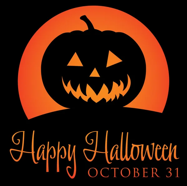 Jack O 'lanterna lua crescente cartão de Halloween — Vetor de Stock