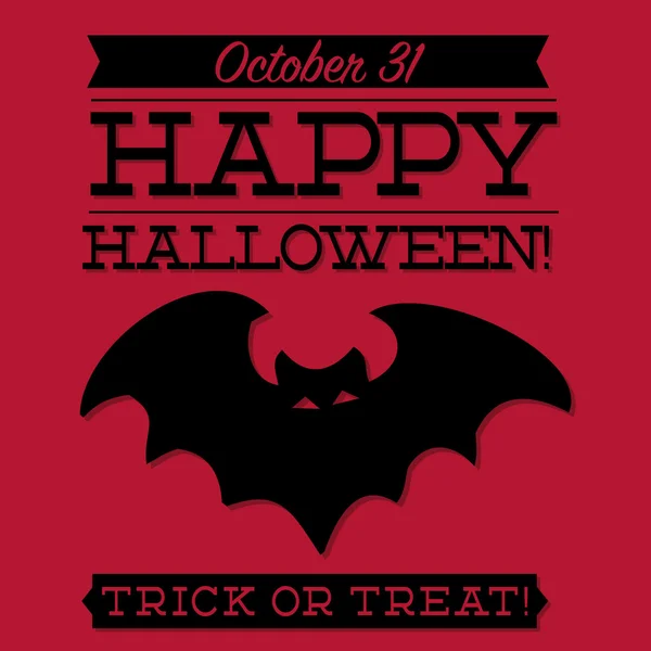 Carte typographique Halloween chauve-souris — Image vectorielle