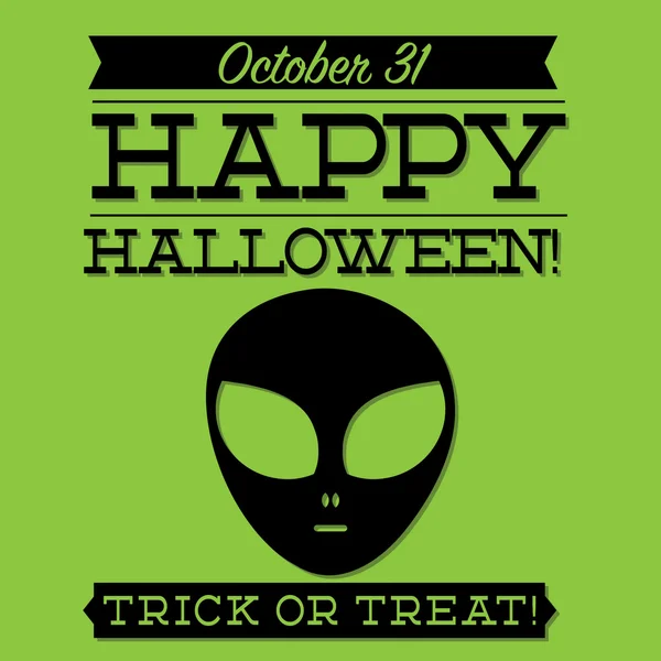 Tarjeta de Halloween tipográfica alienígena — Archivo Imágenes Vectoriales