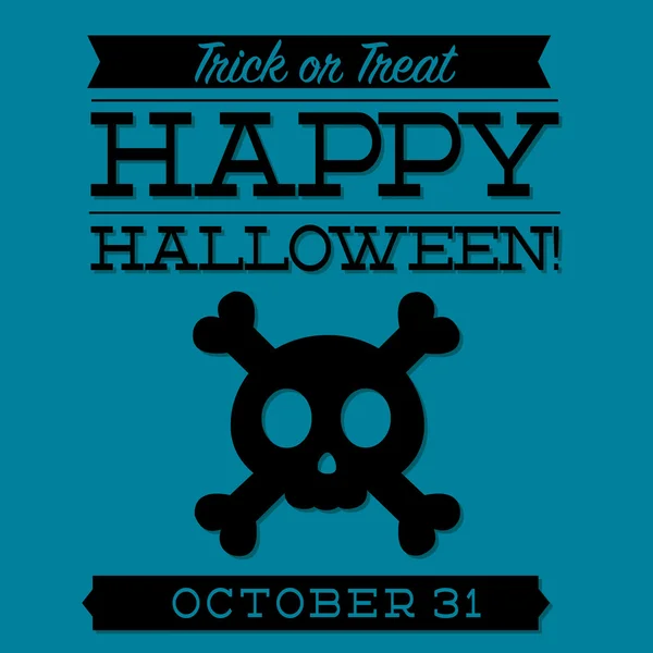 Tarjeta tipográfica de Halloween de cráneo y huesos cruzados — Archivo Imágenes Vectoriales