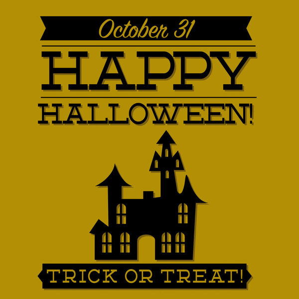 Haunted house typographic Halloween card