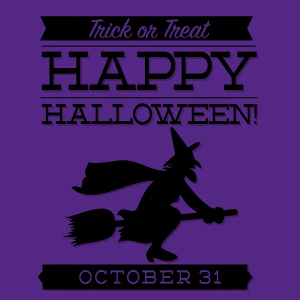 Bruja tipográfica tarjeta de Halloween — Vector de stock