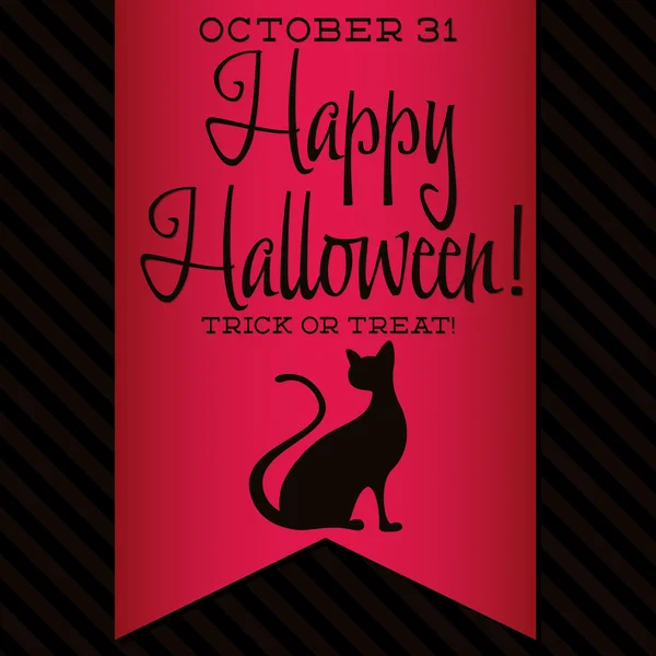 Black cat Halloween sash card — Stock Vector