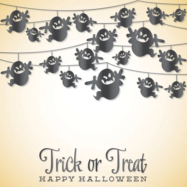 Ghost Halloween tekenreeks kaart — Stockvector