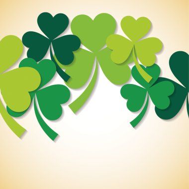 Shamrock St Patrick günü kartı Vektör formatında örtüşen.