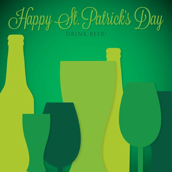 Overlay beer bottle and glass St. Patrick's Day card in vector f — Stock Vector