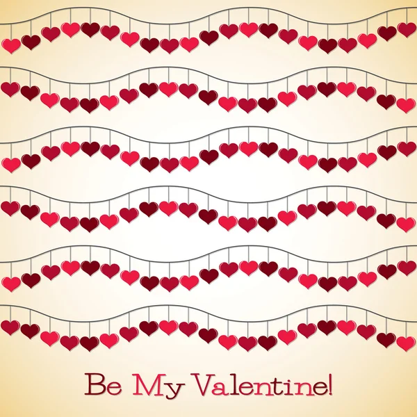 Golvende harten Valentijnsdag kaart in vector-formaat. — Stockvector