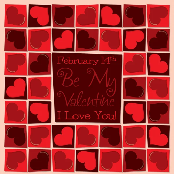 Funky mozaik szerelem szív Valentin-napi üdvözlőkártya vektoros formátumban. — Stock Vector
