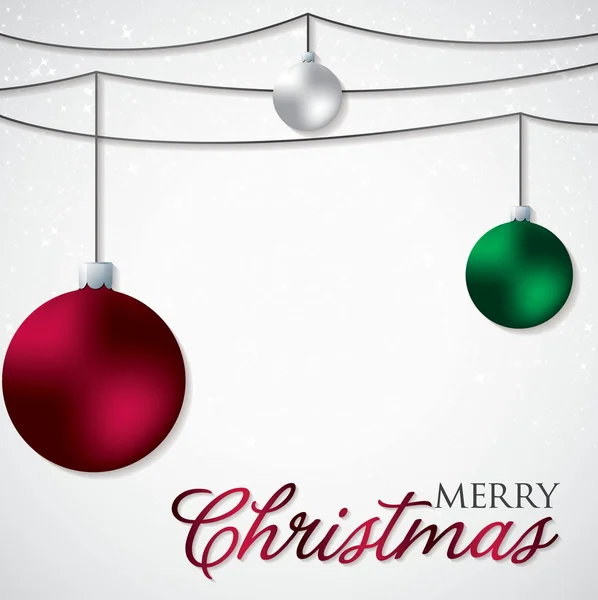 Einfache, elegante Weihnachtskarte aus Christbaumkugeln im Vektorformat. — Stockvektor