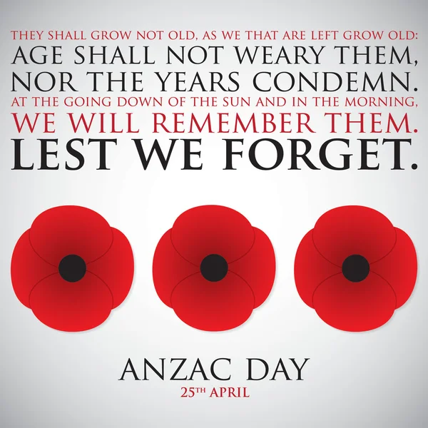 ANZAC (Australia Cuerpo de Ejército de Nueva Zelanda) Día — Archivo Imágenes Vectoriales