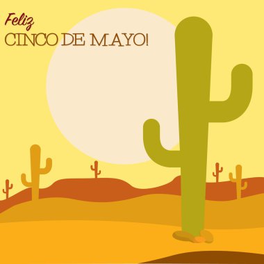 Çöl Cinco De Mayo kartı Vektör formatında.
