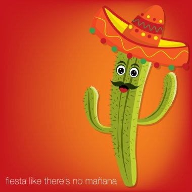 Kaktüs karakter kartı Vektör formatında.