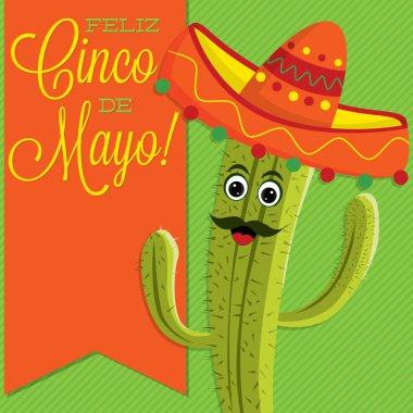 Kaktüs karakter sash kartı Vektör formatında.