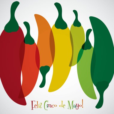 Bindirme biber biber Cinco de Mayo kartı Vektör formatında.