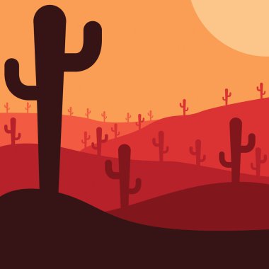 Meksikalı çöl kaktüs sahne Vektör formatında.