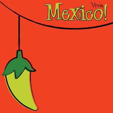 Hand Drawn chili pepper string card in vector format. clipart