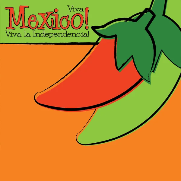 Dibujado a Mano Viva México Chili Pepper en formato vectorial . — Vector de stock