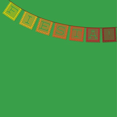 Mexican 'papel picado' (Paper flag decoration) card in vector fo clipart