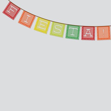 Mexican 'papel picado' (Paper flag decoration) card in vector fo clipart