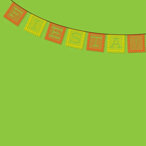 Tarjeta mexicana 'papel picado' (decoración de banderas de papel) en vector fo — Archivo Imágenes Vectoriales