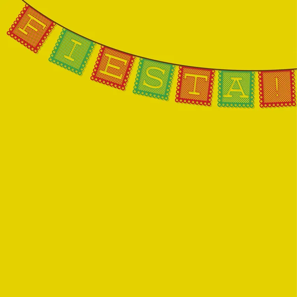 Mexican 'papel picado' (Paper flag decoration) card in vector fo — Stock Vector