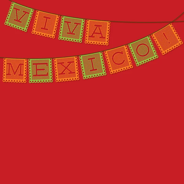 Tarjeta mexicana 'papel picado' (decoración de banderas de papel) en vector fo — Vector de stock