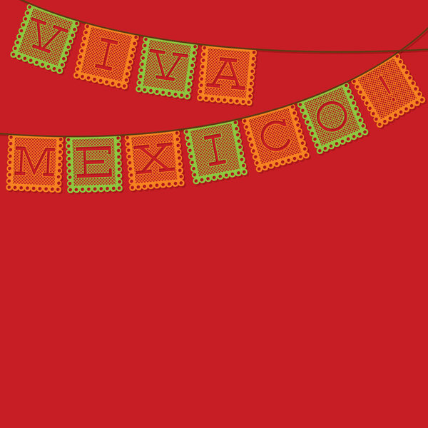 Mexican 'papel picado' (Paper flag decoration) card in vector fo