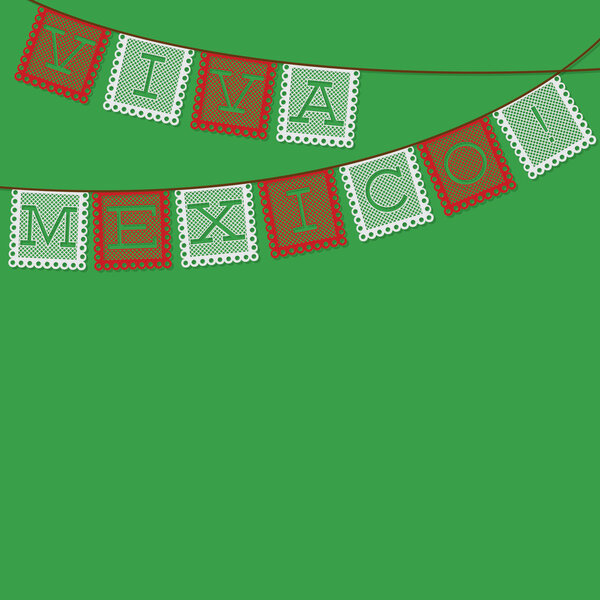 Mexican 'papel picado' (Paper flag decoration) card in vector fo