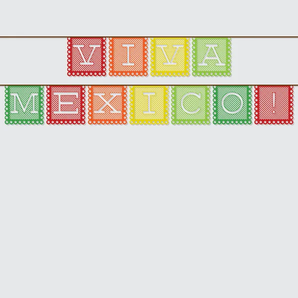 Carte mexicaine 'papel picado' (Décoration drapeau papier) en vecteur fo — Image vectorielle