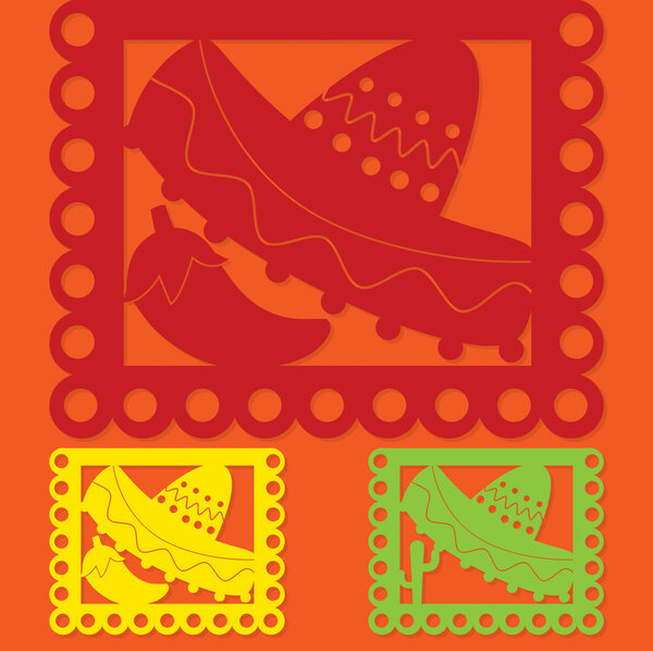 Mexican 'papel picado' (Paper flag decoration) set in vector for