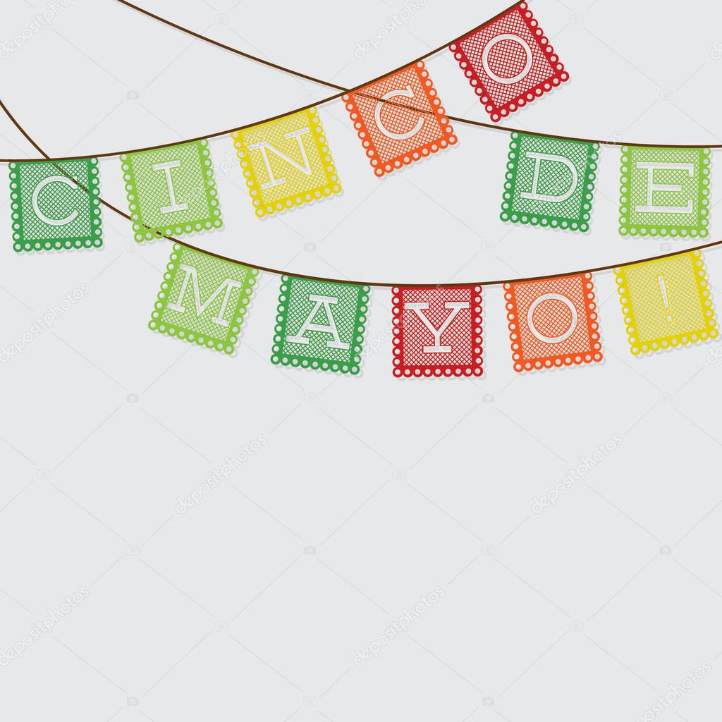 Mexican 'papel picado' (Paper flag decoration) card in vector fo