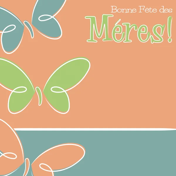 Tarjeta del día de la madre feliz francesa dibujada a mano en formato vectorial . — Archivo Imágenes Vectoriales