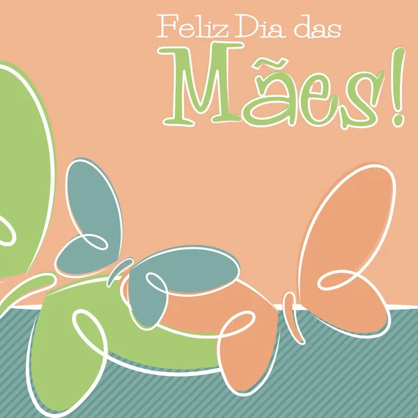 Tarjeta del día de la madre feliz portugués dibujado a mano en formato vectorial . — Archivo Imágenes Vectoriales