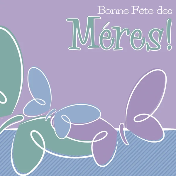 Carta di Festa della Mamma felice francese tirata a mano in formato vettoriale . — Vettoriale Stock