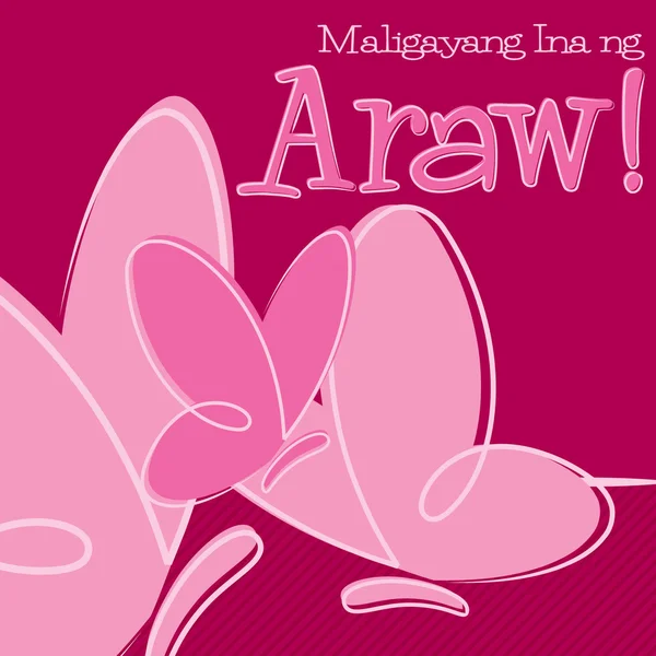 Tarjeta Tagalog Happy Mother 's Day dibujada a mano en formato vectorial . — Archivo Imágenes Vectoriales